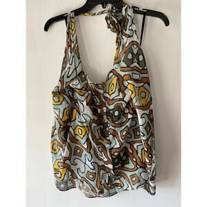 Diane Von Furstenberger Halter Top SZ‎ 8 100% Cotton Abstract Art Deco